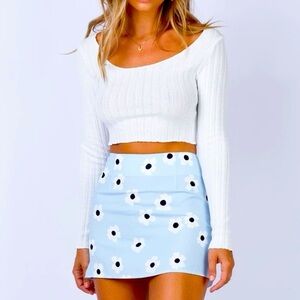 NWT!! Princess Polly Light Blue Floral Shelby Mini Skirt